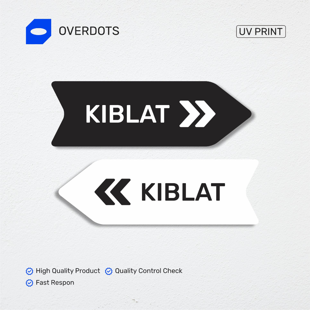 

Overdots Arah Kiblat Panah Papan Sign Board Akrilik Print Label Sholat Acrylic | Custom Akrilik Print UV