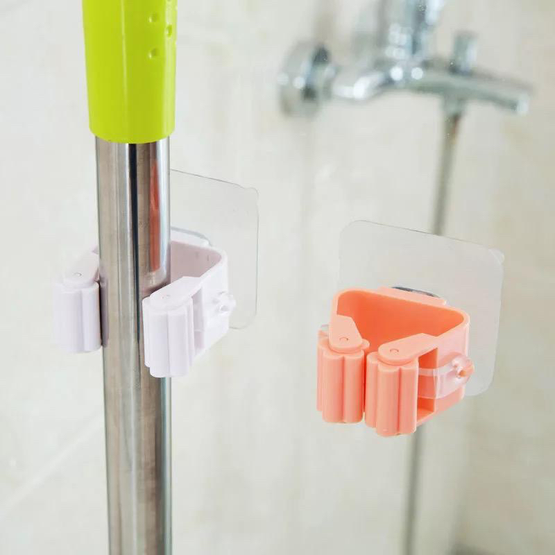 Rak Gantung Pengait Sapu & Pel / Rak Sapu / Mop Holder Penjepit Gantungan Kamar Mandi