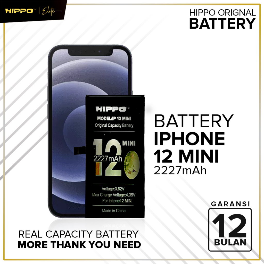 Hippo Baterai iPhone 12 MINI 2227 mAh Original Cell Battery Batere Batrai