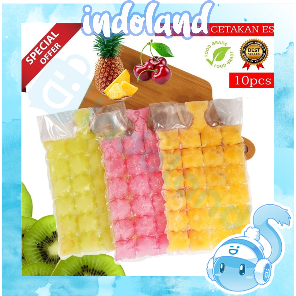 ☀ INDOLAND ☀  KANTONG CETAKAN ES BATU PLASTIK 10PCS PEMBUAT ES DISPOSABLE ICE MAKING BAG FOOD GRADE R909