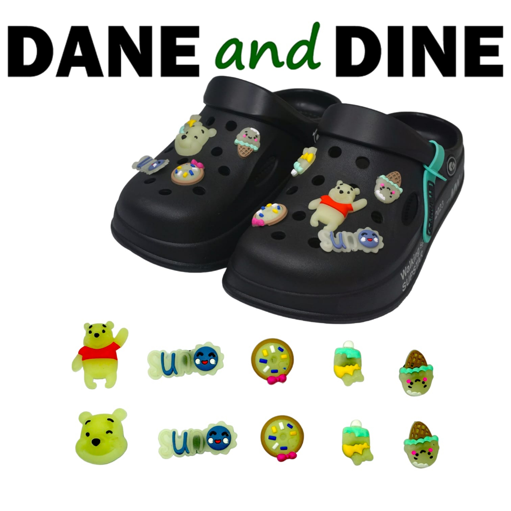 Sandal Sepatu Kodok Wedges EVA Glow in the dark POOH  Dane and Dine- LS 9945