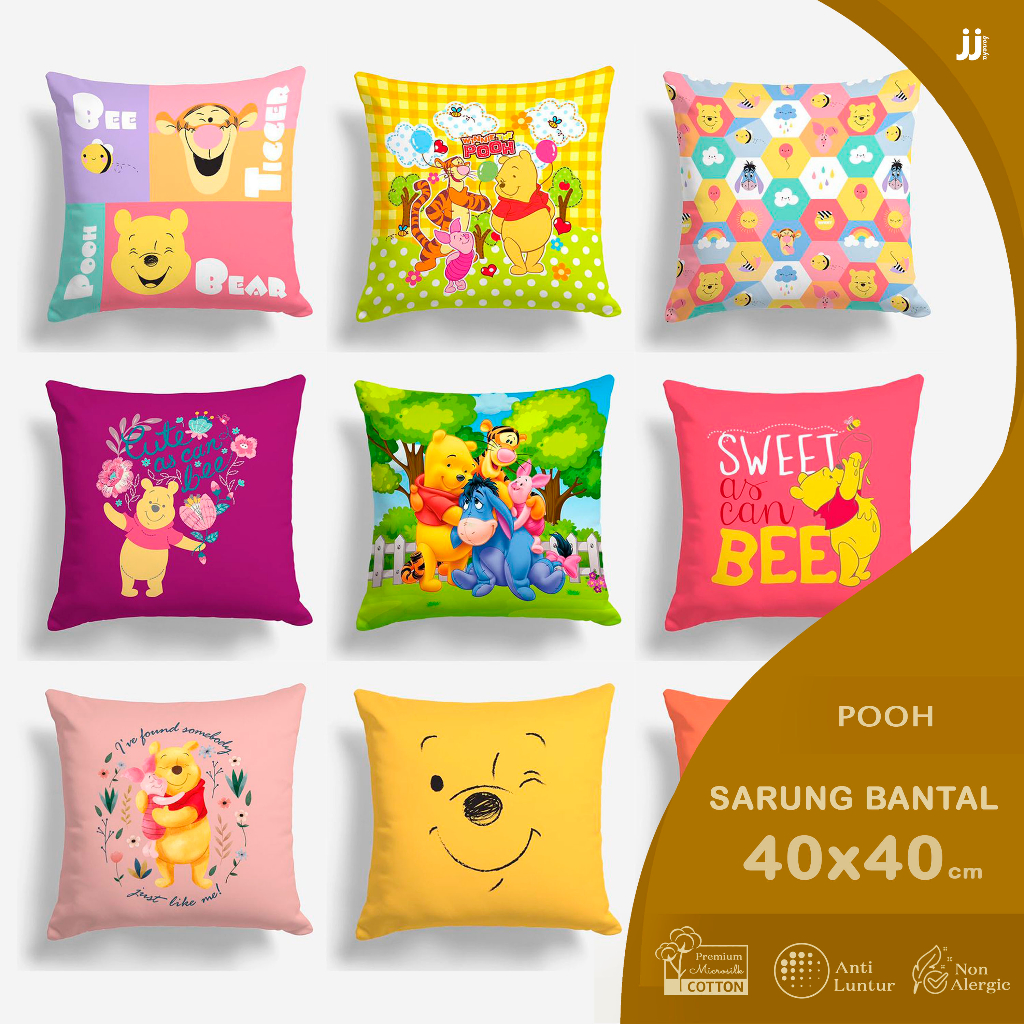 SARUNG BANTAL SOFA PRINT 40X40 CM MOTIF POOH LUCU SERIES