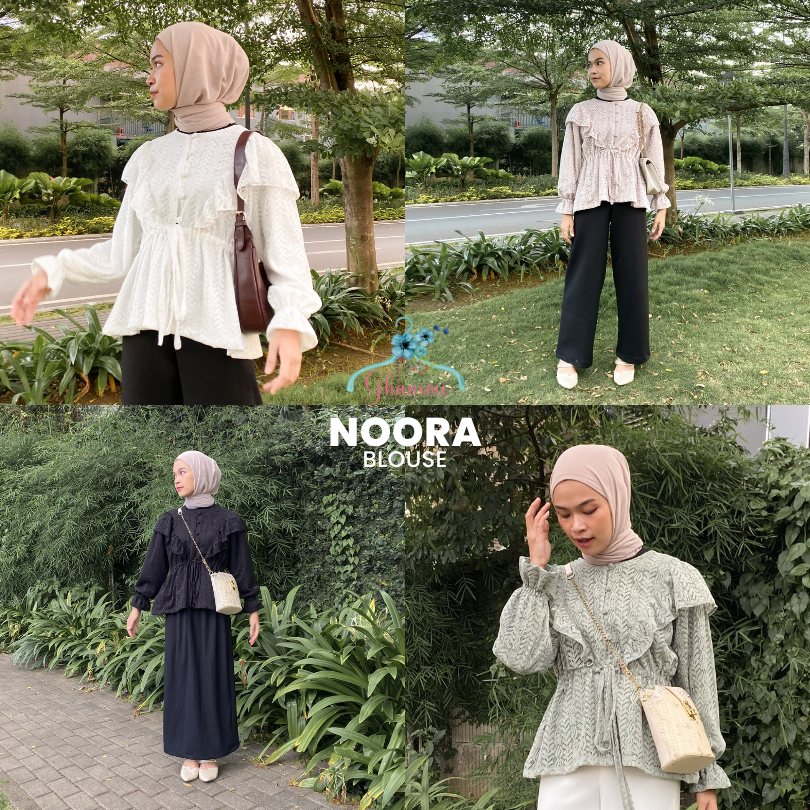 Ghanimi - Noora Blouse / Atasan Lace Kondangan / Atasan Kondangan / Atasan Brukat / Brukat Kondangan / Kemeja Brukat / Atasan Brokat / Baju Brukat Kondangan / Baju Pesta / baju kondangan kekinian