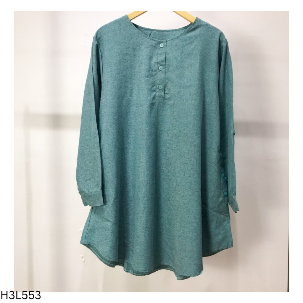 Blouse Tunik Wanita Jumbo Polos LD 120cm Bahan Katun Madina Adem Terbaru