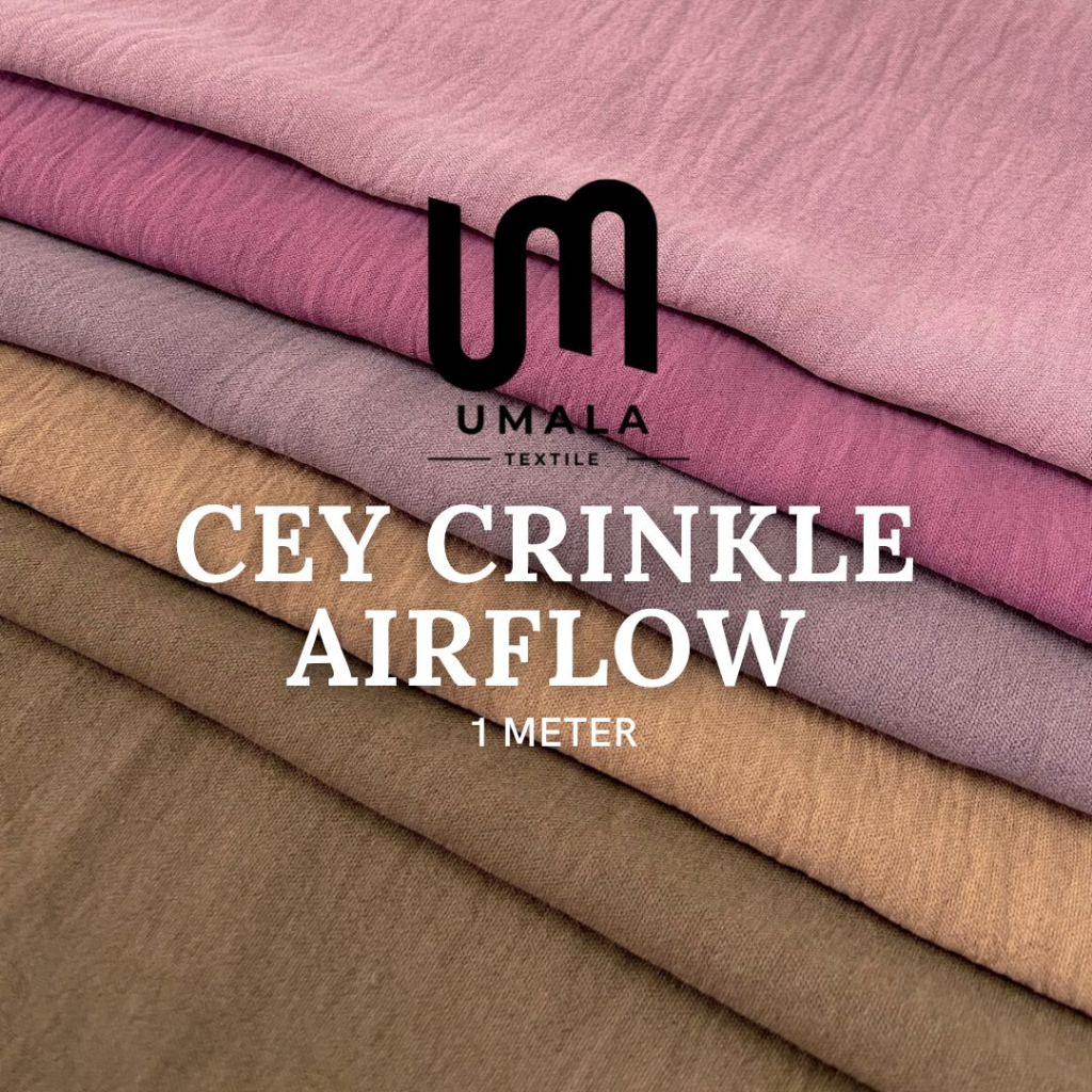 Kain Rayon Cey Crinkle Airflow 1 Meter Premium Quality - Kain Adem Tekstur Unik Multi Guna