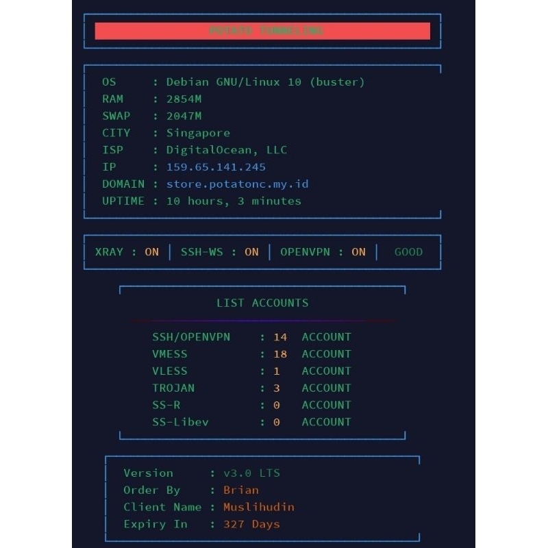 AKUN SSH VMESS TROJAN MASA AKTIF 1 BULAN