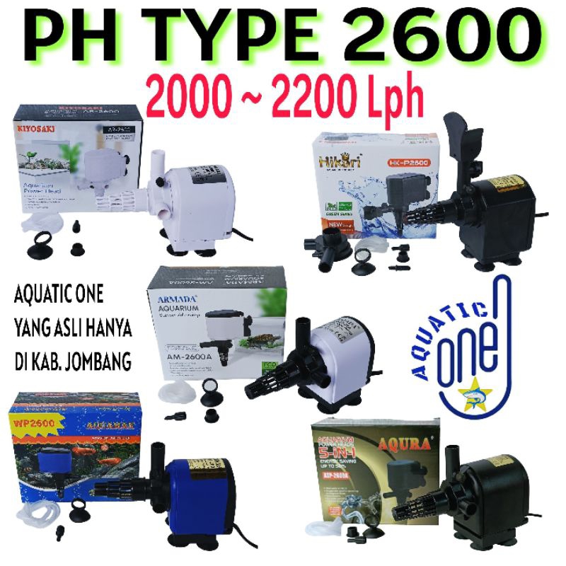 MESIN POMPA TYPE 2600 VARIAN 2000 SD 2200 LPH  Liter per jam Power heads ph celup aquarium filter submersible kolam akuarium waterpump water pumo
