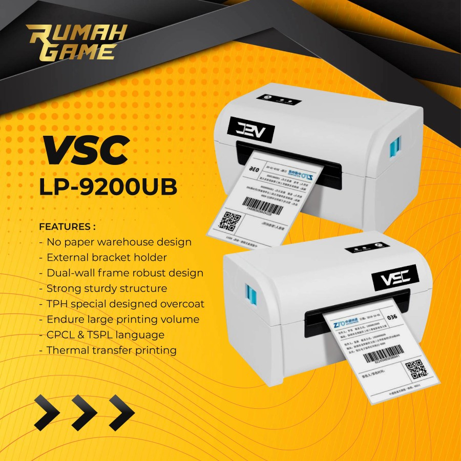 BARCODE PRINTER THERMAL BLUETOOTH VSC LP-9200UB SUPPORT 110MM / A6