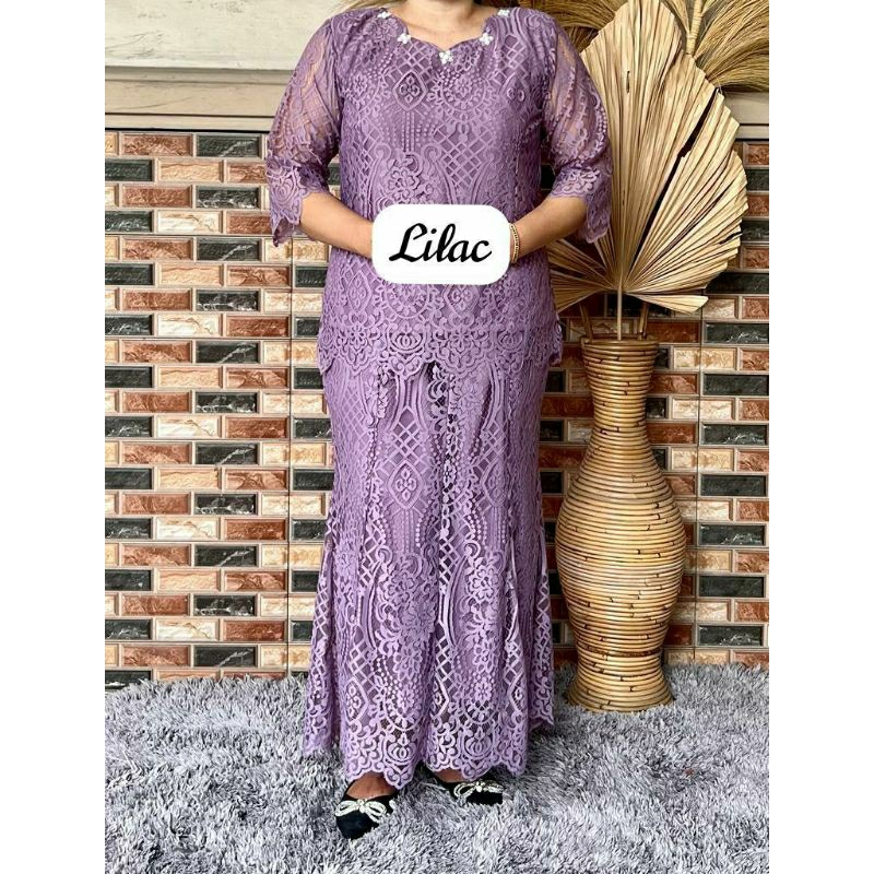Setelan semi prancis metalic premium lapis katun set kebaya terbaru