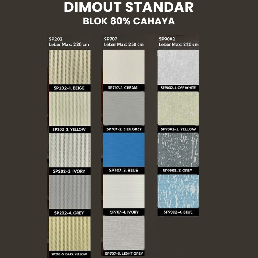 Roller Blind Sharp Point Dimout Blackout Tirai Jendela Gorden Gulung Kerai Kain Krey Murah