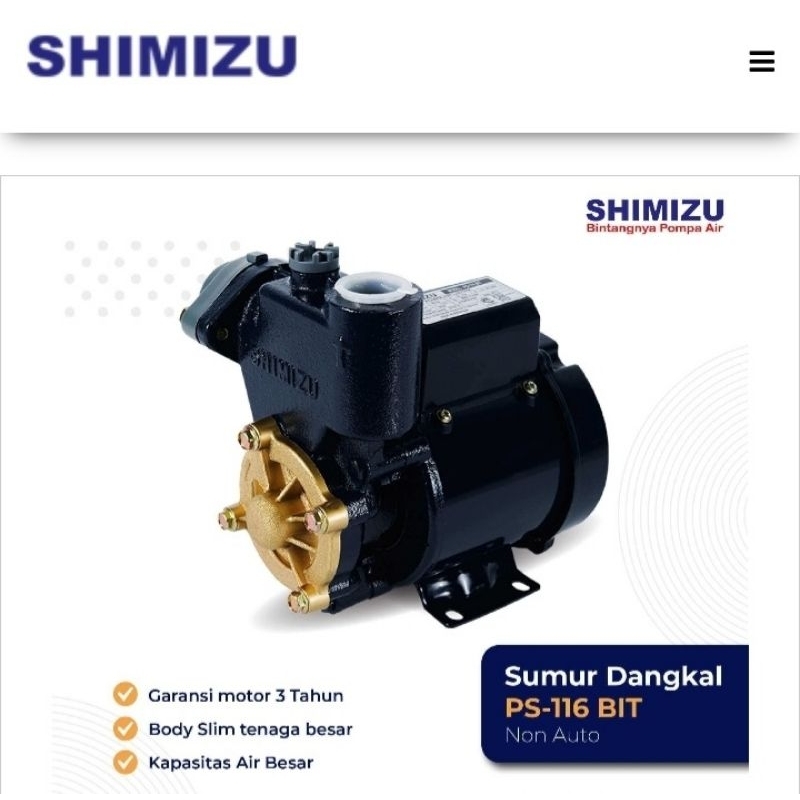 (Khusus Wilayah Kota Palembang) Pompa Air (Non Otomatis) Shimizu PS-116 Palembang