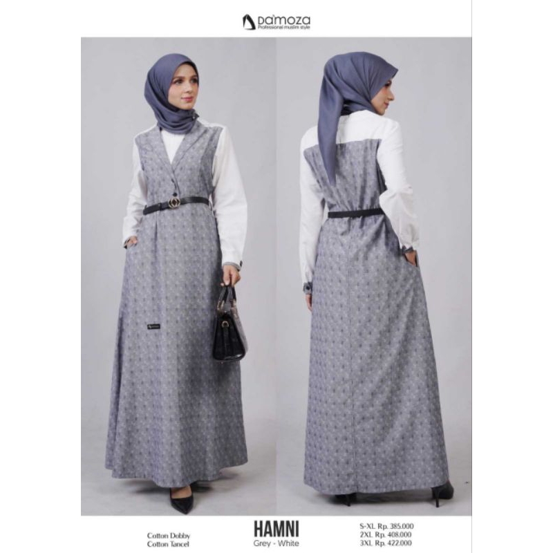 Gamis Damoza Hamni Grey White