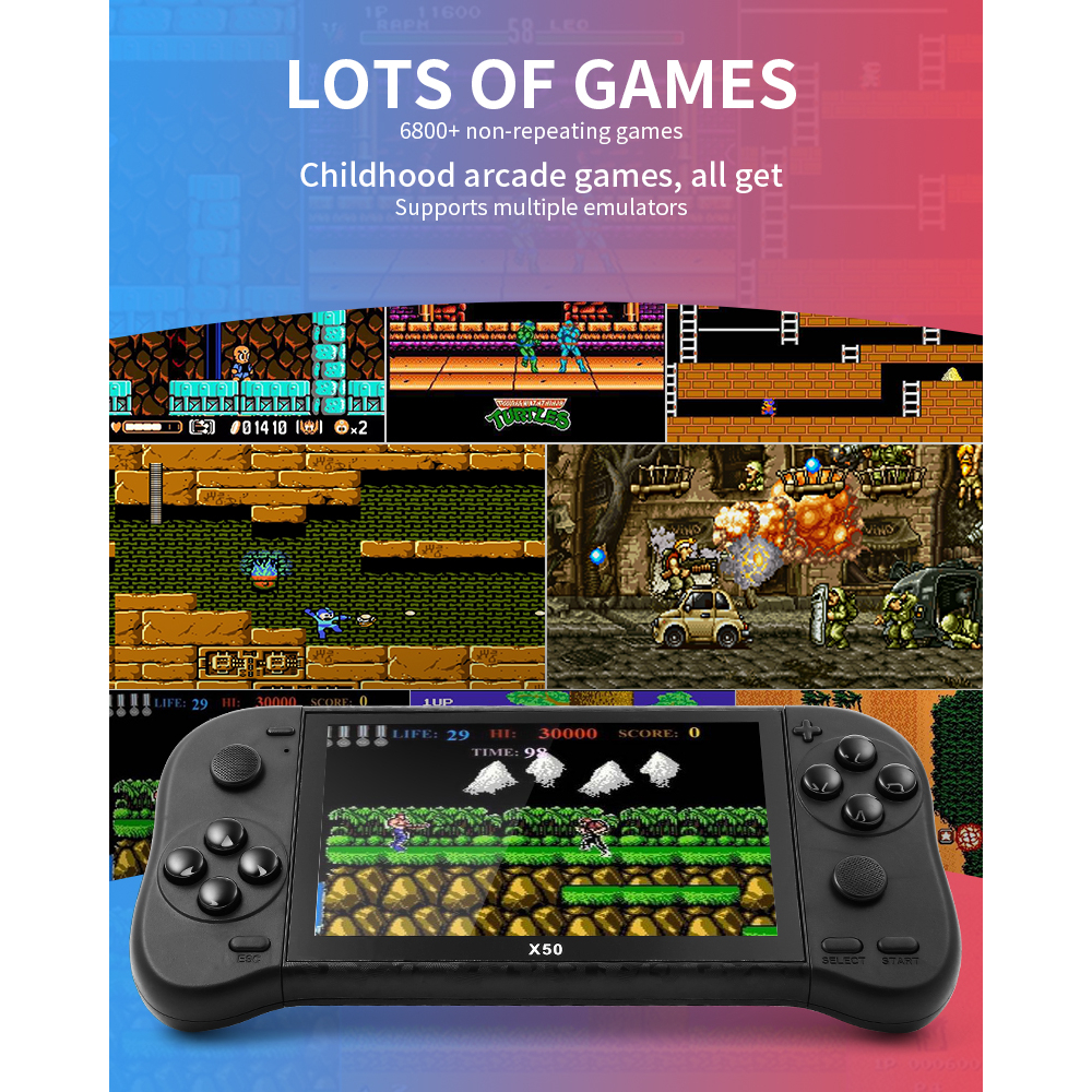 Baru Kedatangan X50 Genggam 5.1 Inci Layar 8GB Retro Video Game Konsol Dibangun Di 6800 + Game dukungan Output TV
