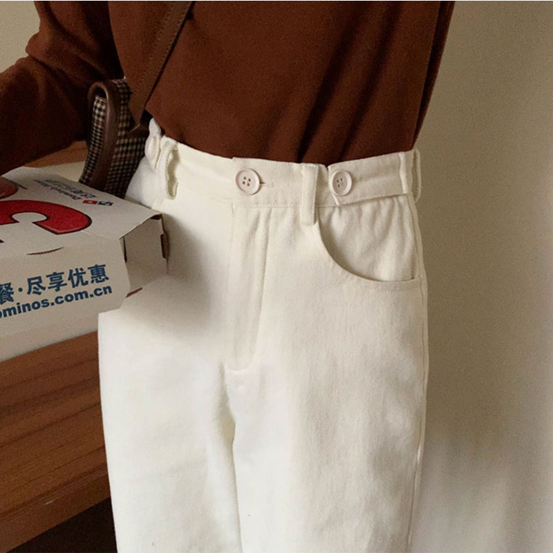 Korean Style Celana Jeans Panjang Wanita Kulot Loose High Waist Jens Pants