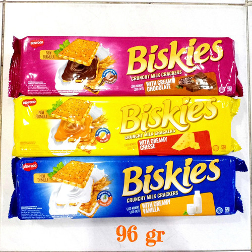 

BISKIES Cracker Sandwich Chocolate, Vanilla & Cheese Pack 96gr