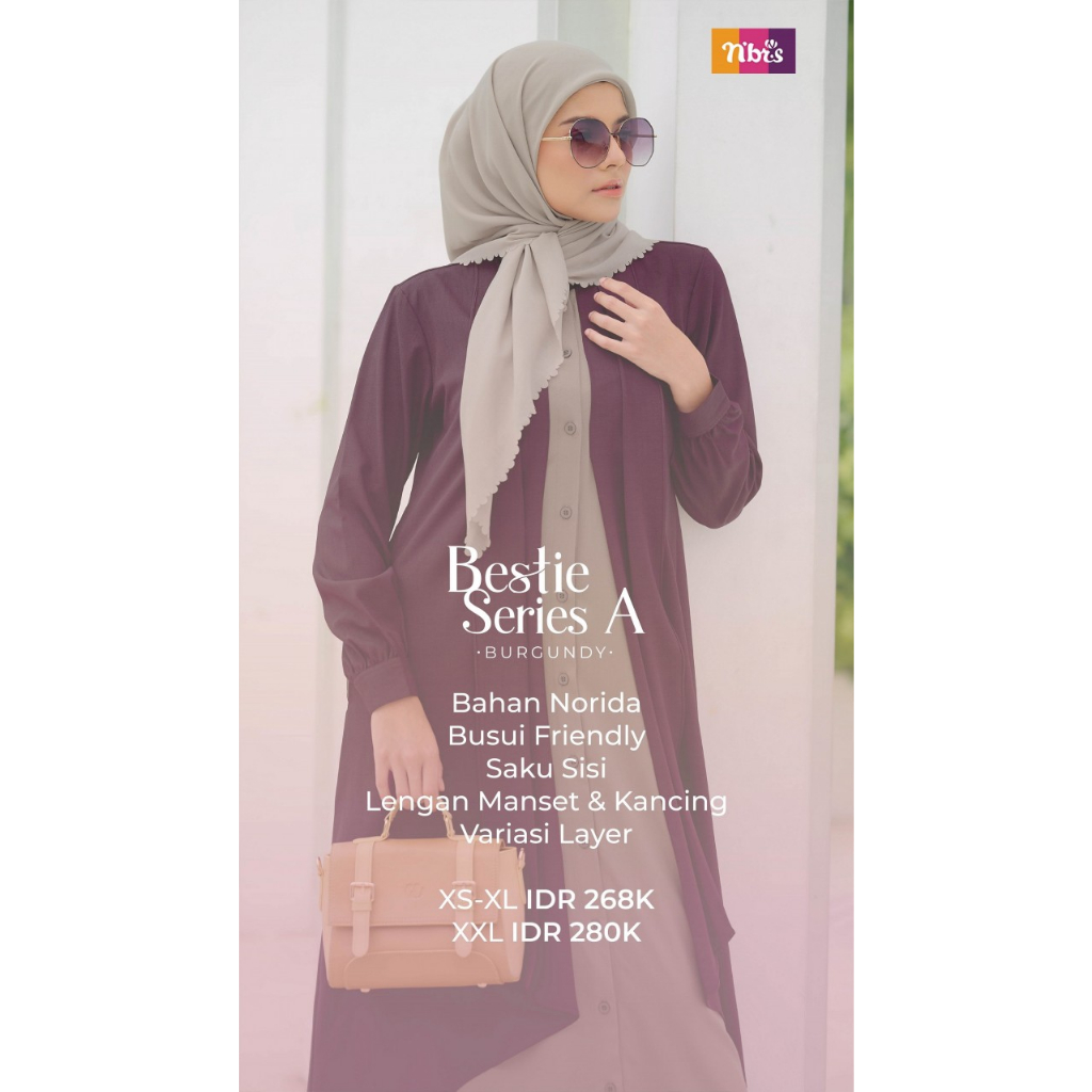 BAJU GAMIS NIBRAS BESTIE SERIES A dan B by NIBRAS ORI/ GAMIS DEWASA POLOS WARNA BURGUNDY BY NIBRAS O