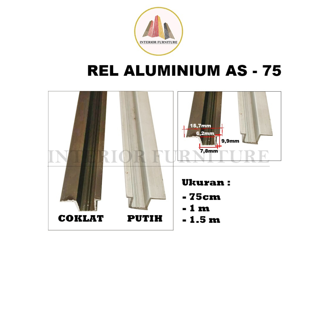 Rel Lemari AS 75 / Rel Lemari Sliding AS 75 / Rel Pintu Geser Panjang 75 CM, 1M &amp; 1.5M...