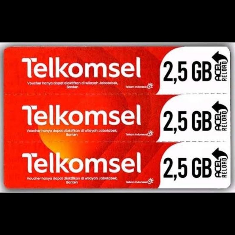 Voucher paket data internet telkomsel 2,5gb 5hr Jateng&DIY
