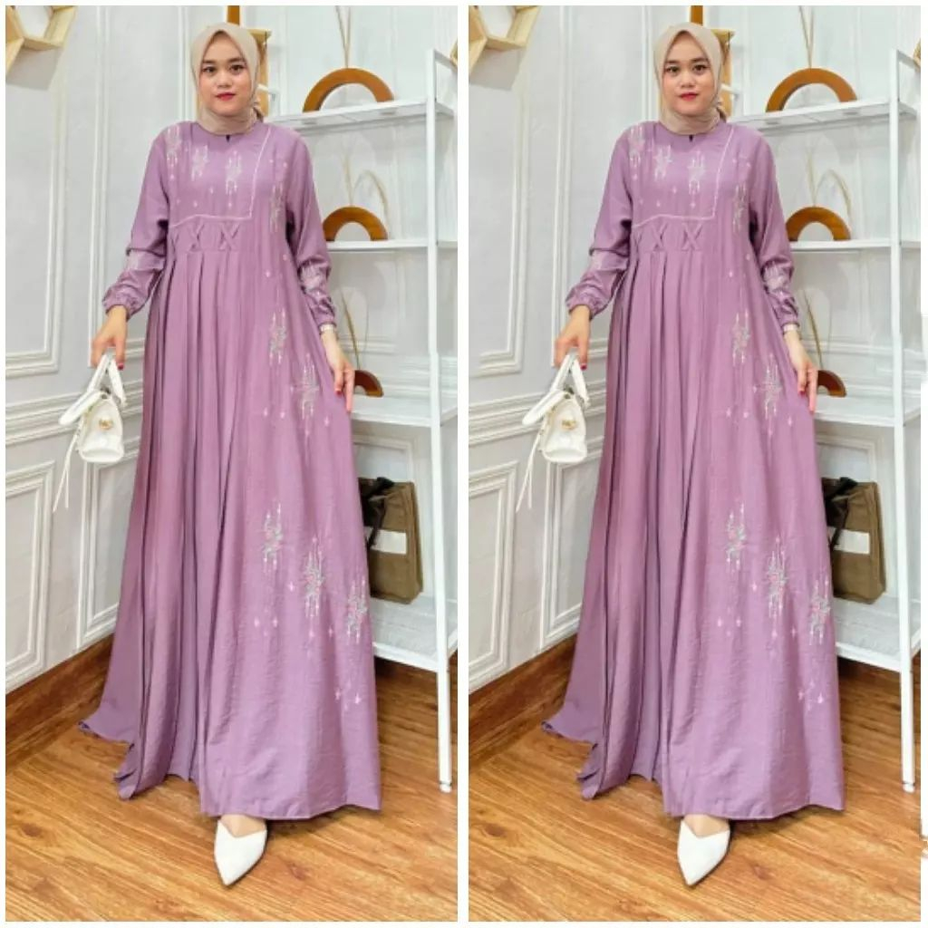 karina maxy dress Gamis mewah baju kondangan aplikasi bordir elegan terbaru 2023 Gamis lebaran kekinian