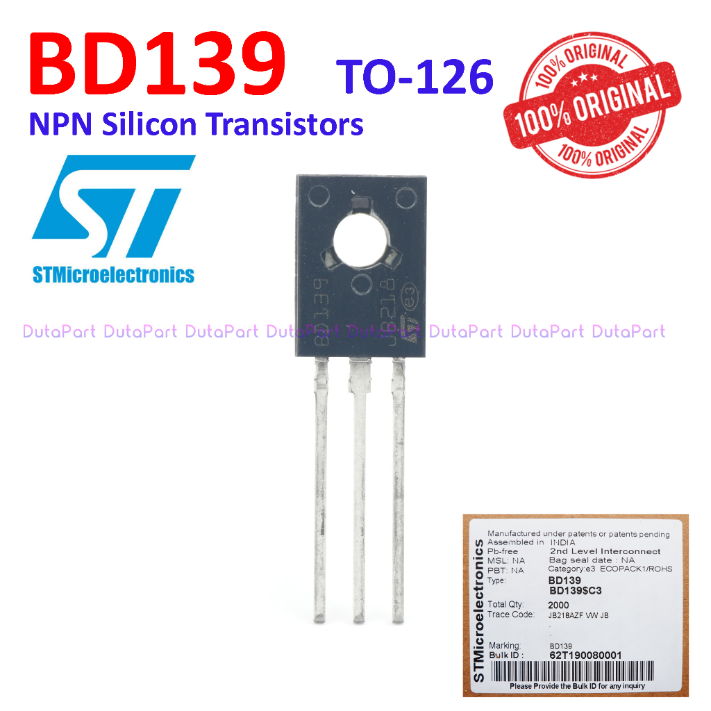 BD139 ORIGINAL STMicroelectronics ST Bipolar NPN Transistor BD 139