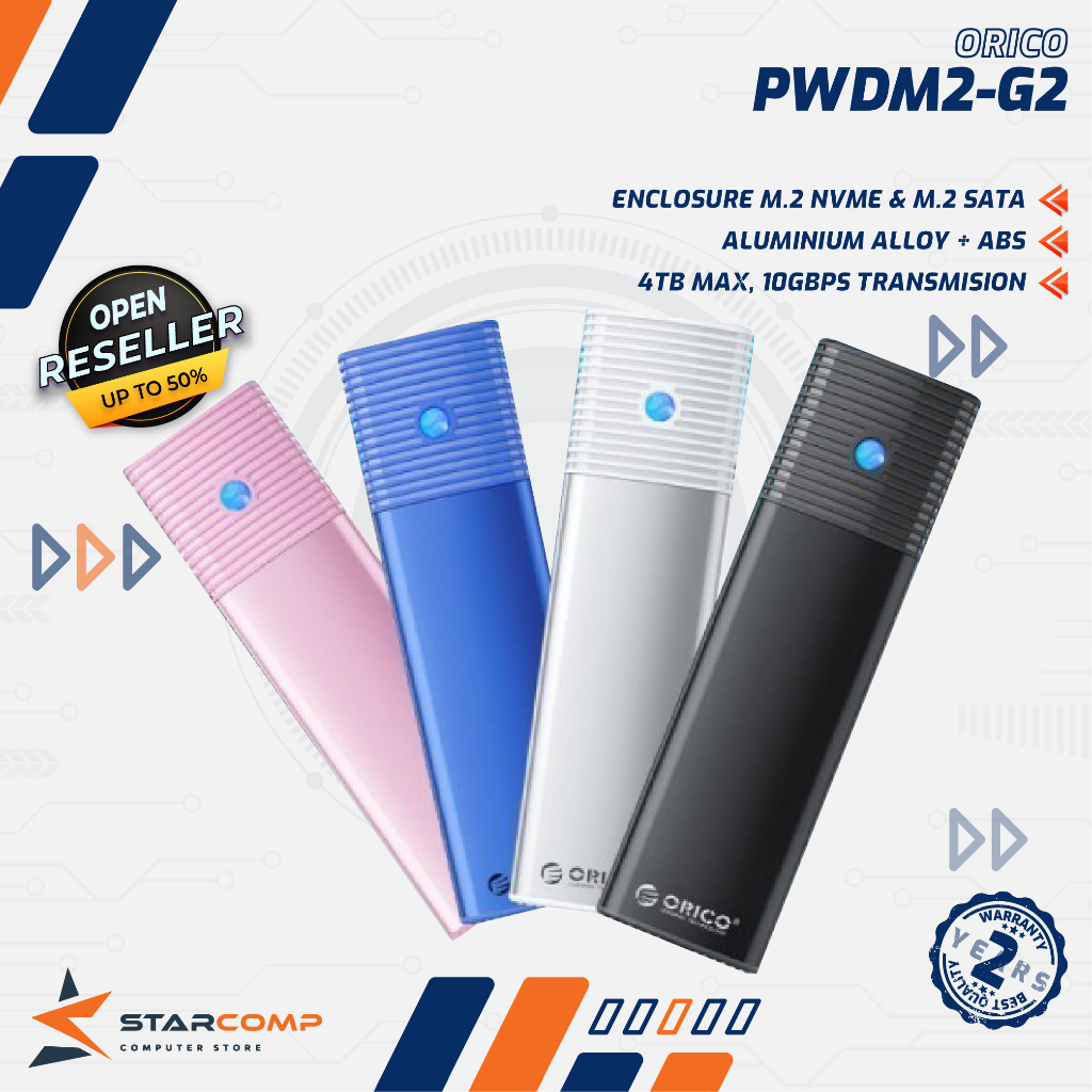ORICO PWDM2-G2 USB3.2 Gen2 Type-C M.2 NVMe/SATA SSD Enclosure (10Gbps)