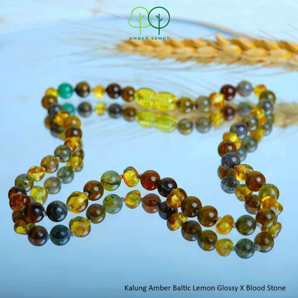 PROMO FREE GELANG AMBER - Kalung Amber Baltic Lemon Glossy X Honey Agate by Amber Semut