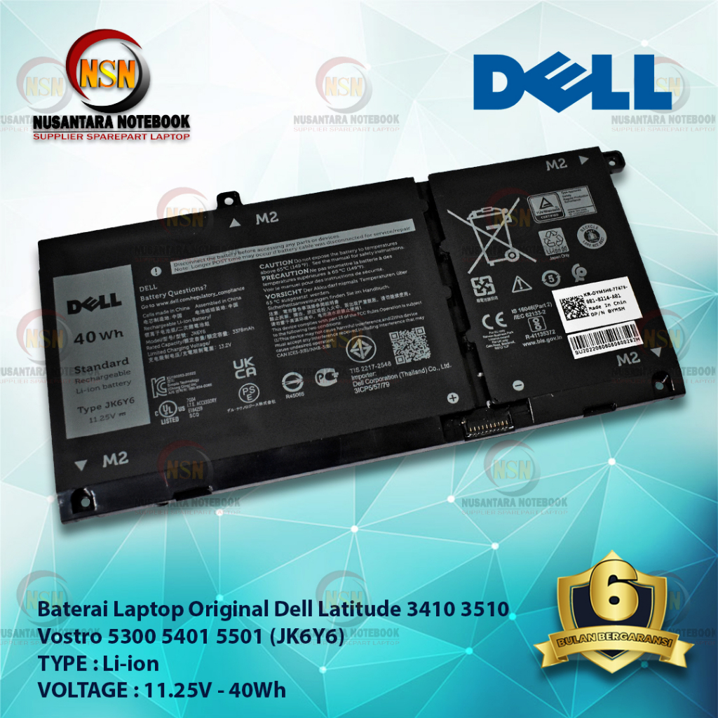 Baterai Dell Latitude 3410 Vostro JK6Y6 11.25V 40Wh