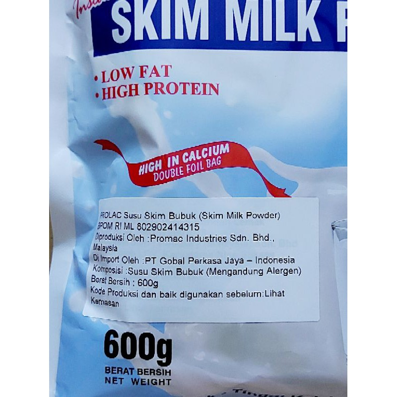 SUSU PROLAC | SUSU SKIM BUBUK 600gr | SKIM MILK POWDER | MILK | PROLAC 600Gr