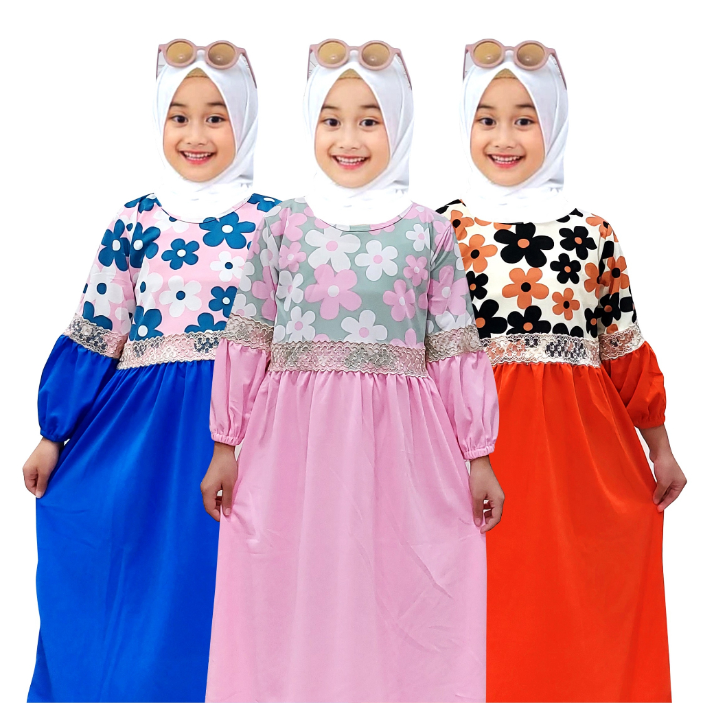 Gamis Talia Bunga Renda Emas CKids