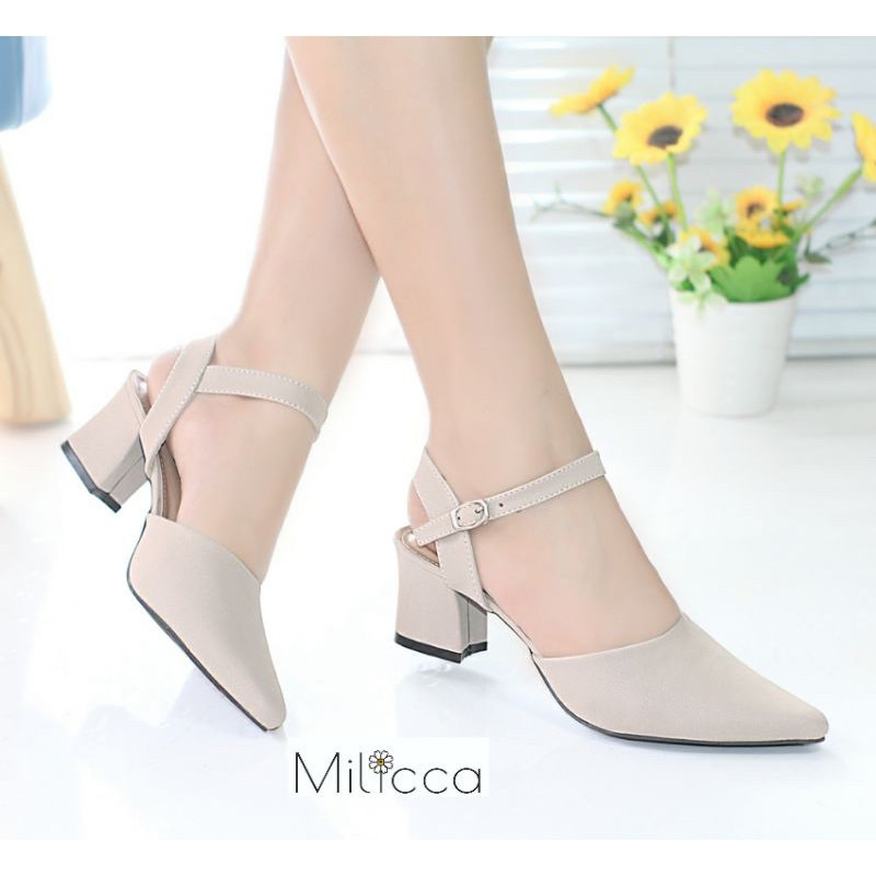 Milicca Sandal Wanita Mules Heels Hak 5 cm Hidelia