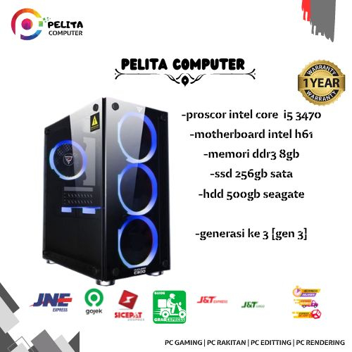 Rakitan Core i5 3470 16GB DDR3 SSD 256 GB MURAH MANTUL Garansi 1Tahun pc rakitan intel computer office sekolah