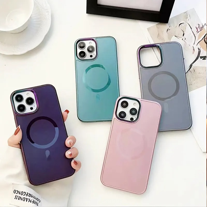 Magnetic Solid Candy Phone Case For Iphone 14 Pro Max 14 Pro 14 Rainbow Color AG Magnetic