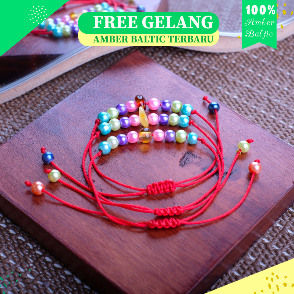 FREE GELANG - Kalung Amber Baltic Green Glossy X Honey Agate by AMBER SEMUT