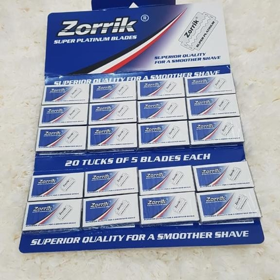 (BIRU) Silet Zorrik Platinum 1 renteng isi 20 kotak (100 pcs) pengganti supermax