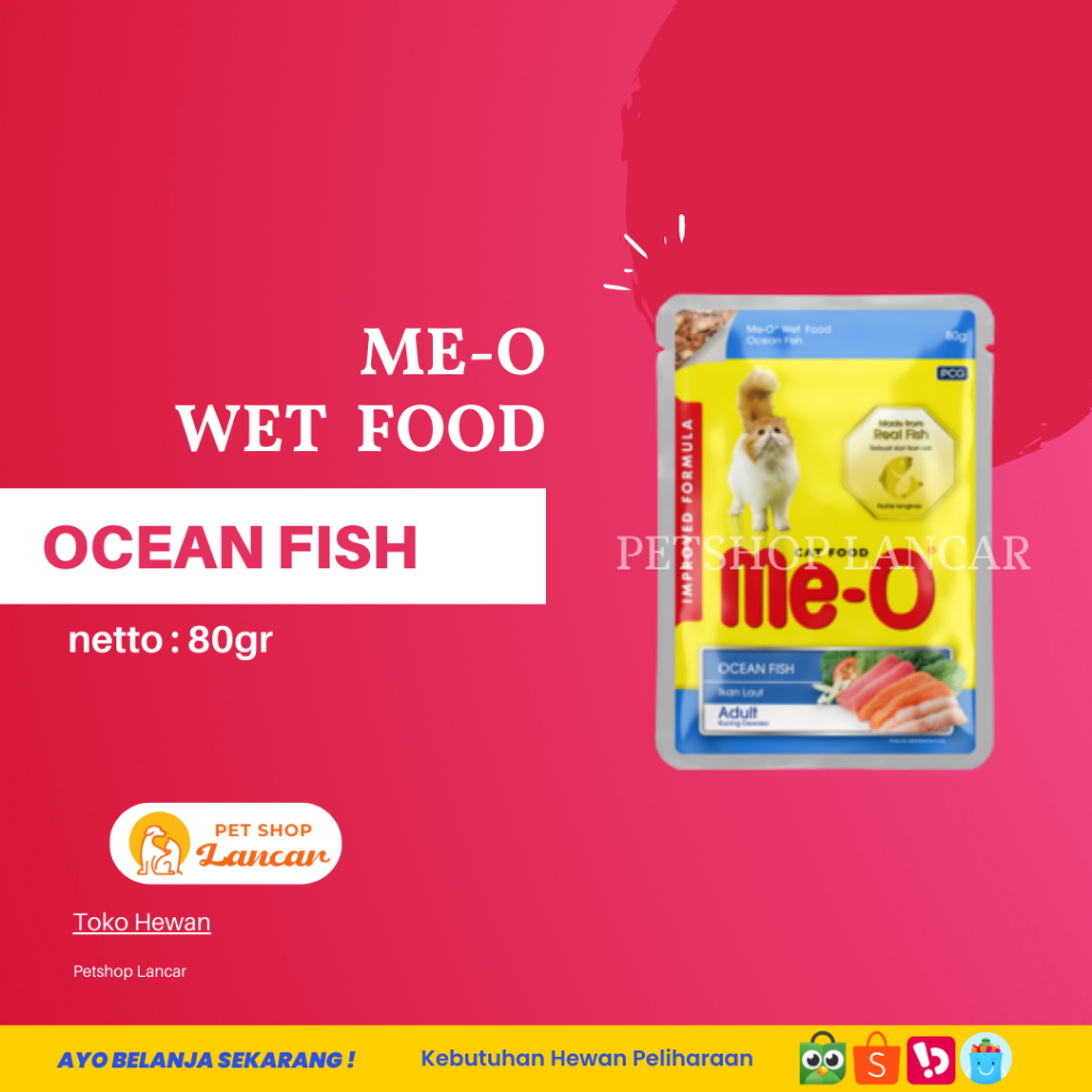 Meo Pouch Ocean Fish Makanan Kucing Basah 80gr