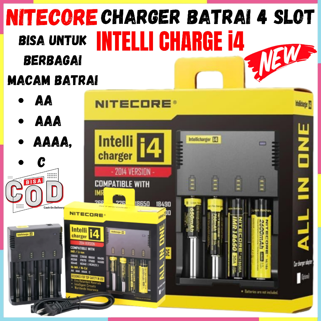 Nitecore Intellicharger Universal Battery Baterai 4 slot Charger Universal | Bisa Untuk Berbagai Mac