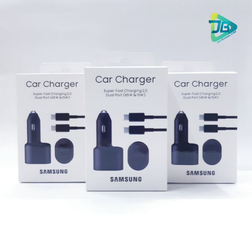 Saver Cashan mobil SAMSUNG 45W + 15W Super Fast Dual Car Charger 45W+15W Original100% pengisian daya super cepat dapat kabel c to c JB8956