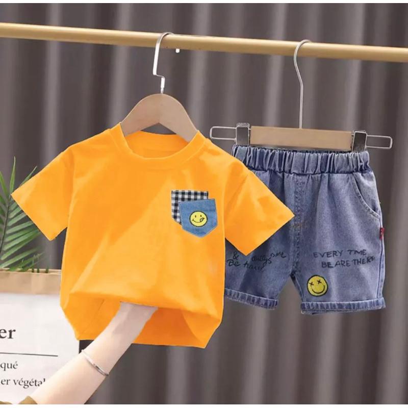 celana anak denim dan baju anak kaos anak setelan anak laki laki 1-5 tahun