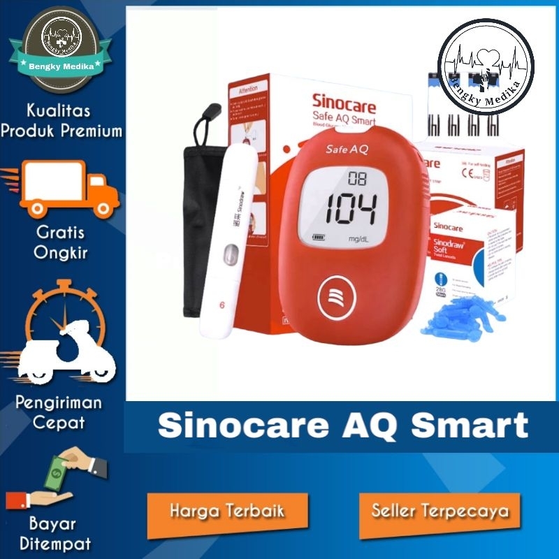 Alat Cek Gula Darah Sinocare Safe AQSmart  Sinocare Alat Cek Gula Darah