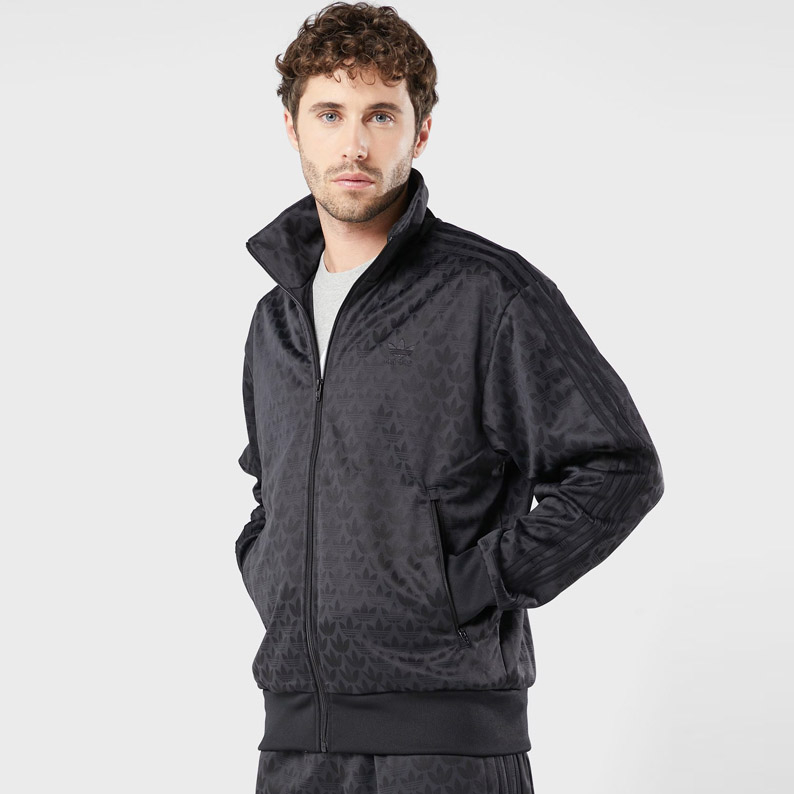 Jaket Adds Originals Monogram Track Top Unisex Black HZ4155 ORIGINAL