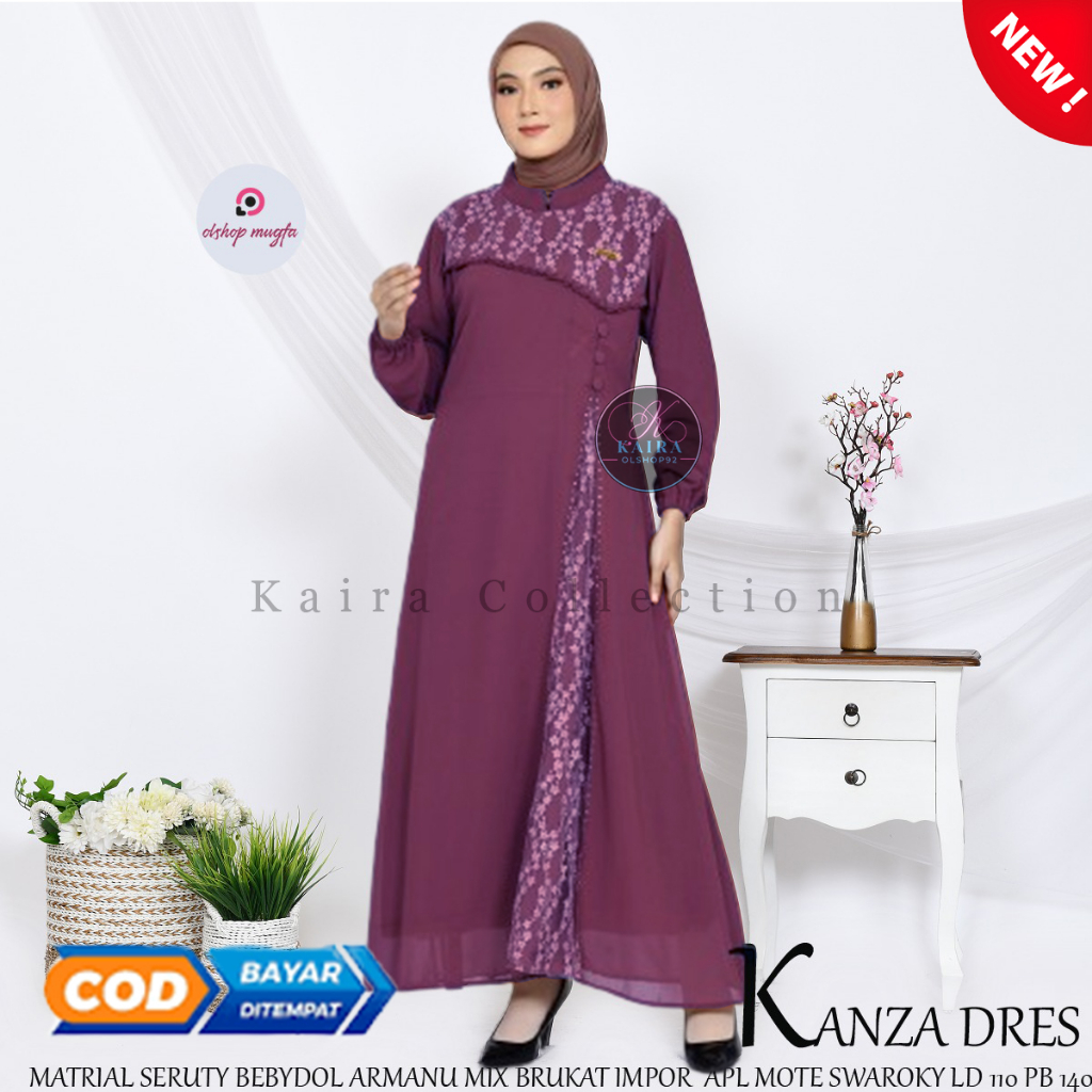 Kanzha Dress GamisCeruty Armany Mix Brukat Malika Fashion wanita Kondangan lebaran Mewah simple COD