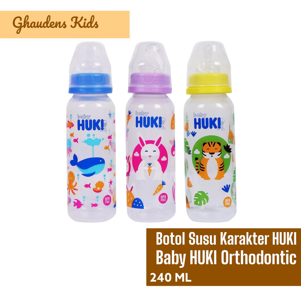 Botol Susu Karakter HUKI / Baby HUKI Orthodontic Nipple Premium PP 240ML