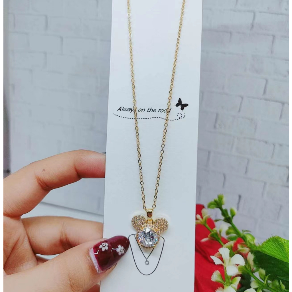 Kalung titanium permata bear perhiasan fashion Z156