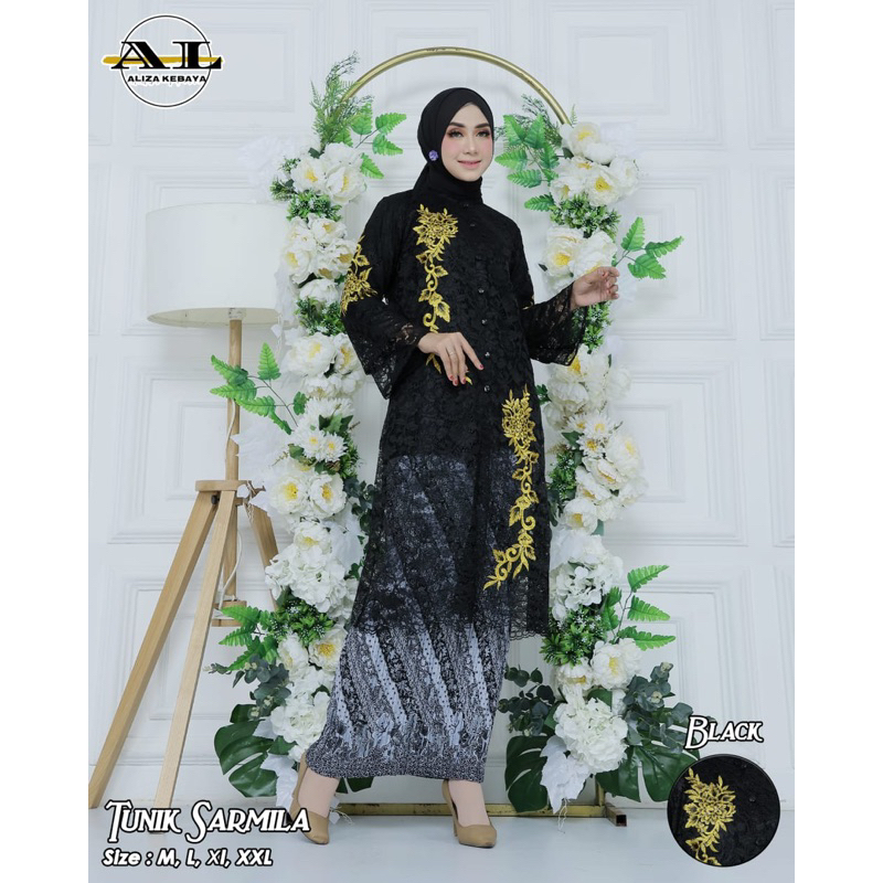 Permata Olshop / Setelan Kebaya Tunik Sarmila / Baju Kurung Kancing Brukat Modern / Kebaya Brukat Tanpa Gliter / Baju Tunik Kebaya Pesta / Kebaya Busui Tunik