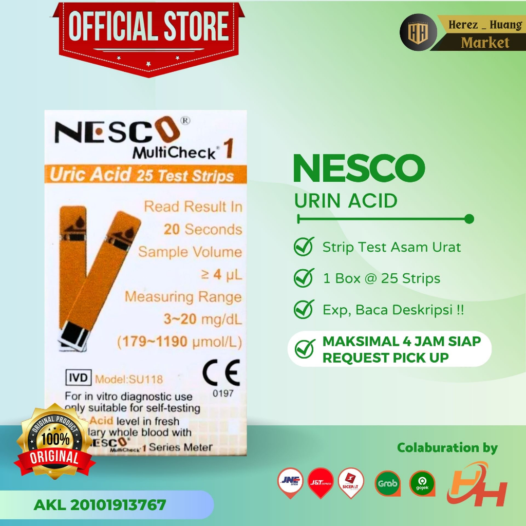 NESCO ASAM URAT Strips / NESCO URIN ACID Strips FAMILY isi 25 per Box