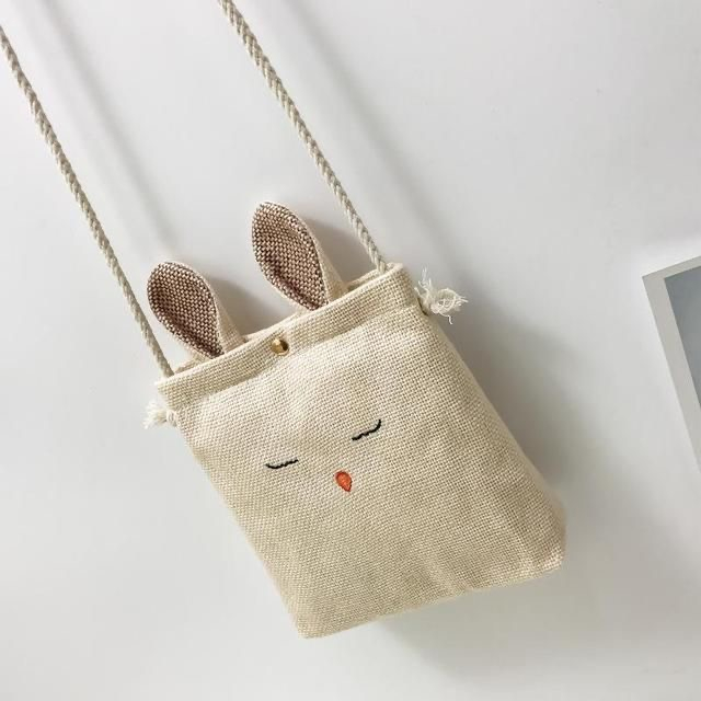 TAS SELEMPANG KELINCI LUCU / TAS KANVAS KELINCI / TAS SELEMPANG LINEN / TAS KELINCI LINEN