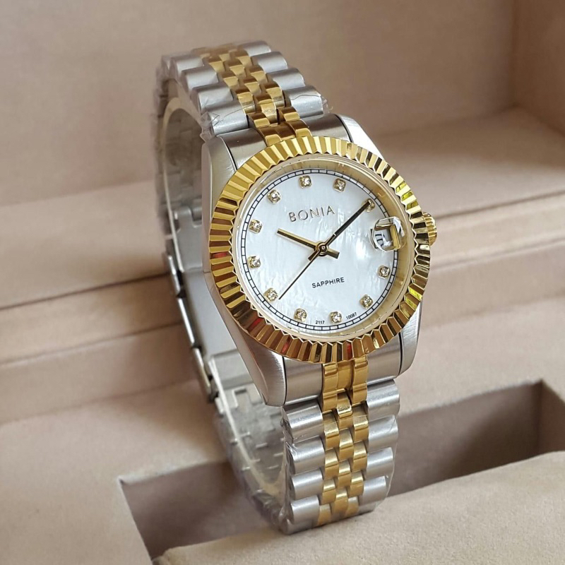 jam bonia sapphire kombinasi rosegold