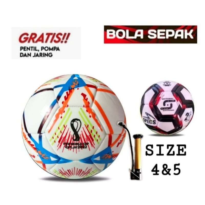 PROMO BOLA SEPAK  LIGA 1 SIZE 5&amp;4 /BOLA KAKI JAHIT MESIN KUAT/BOLA DEWASA SIZE 5 FREE POMPA JARING DAN PENTIL REAL PICK