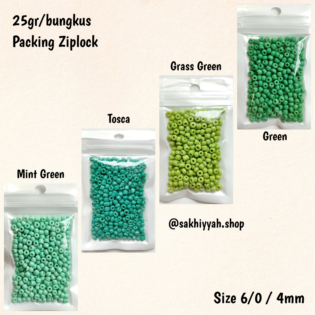 [4MM - 25 GRAM Packing Ziplock] Manik Mote Pasir 4mm (0.4cm) 6/0 25gr