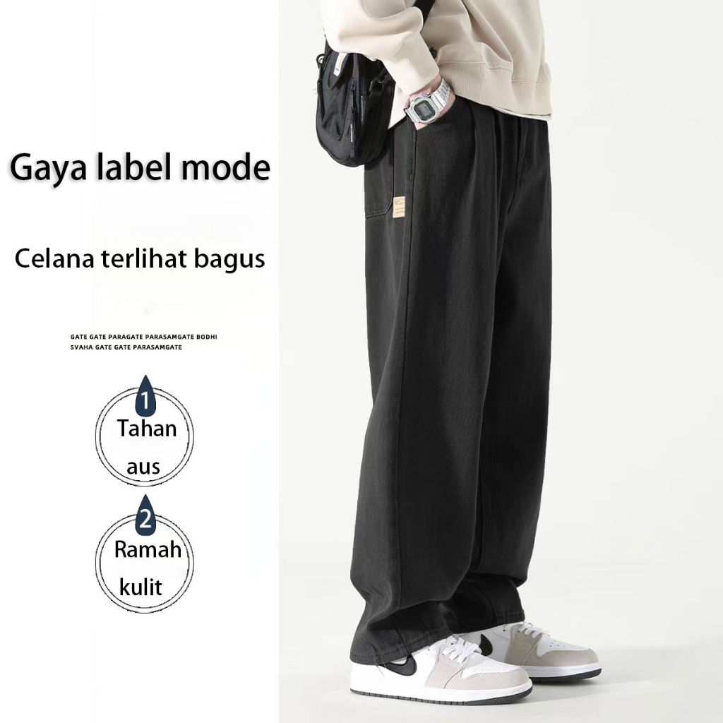 Celana Joger Pria hitam Celana Panjang Pria Murah Korean Style Cargo Celana Kulot Santai Pria Oversize Sweatpants Jogger Unisex Loose Straight Pants